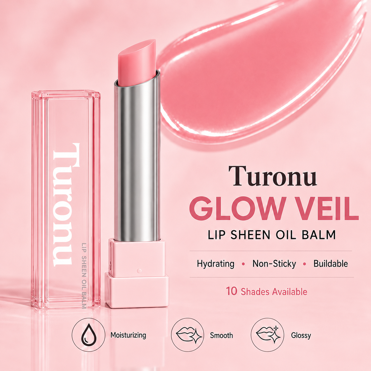🔥Last Day Buy 1 Get 1 Free 🔥Turonu glow veil lip sheen oil balm