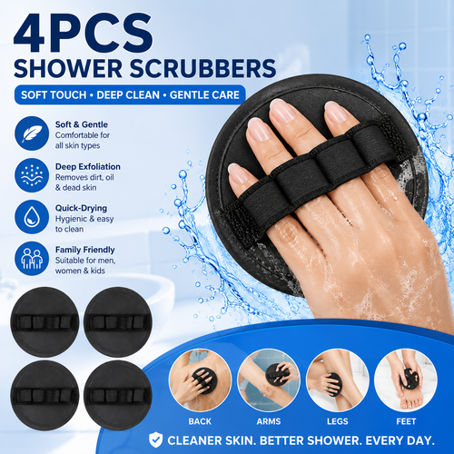 Deep Exfoliating Rubber Body Scrubber (4-Pack)